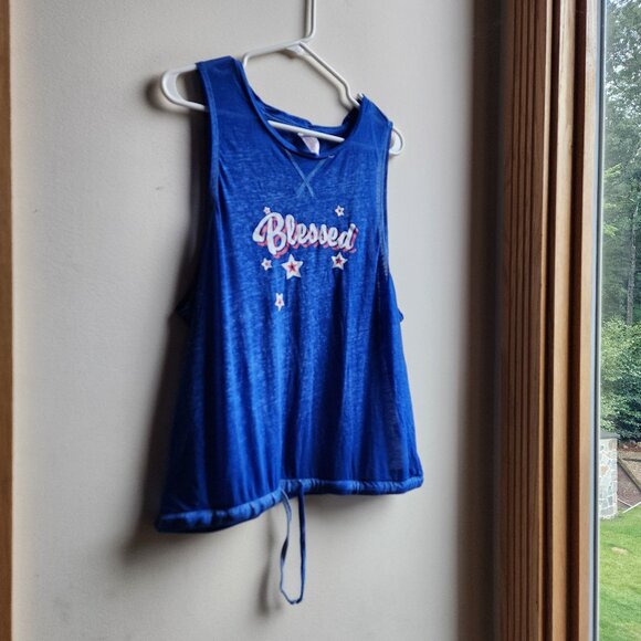 No Boundaries Blue Blessed Tank Top Size XL - Picture 2 of 14